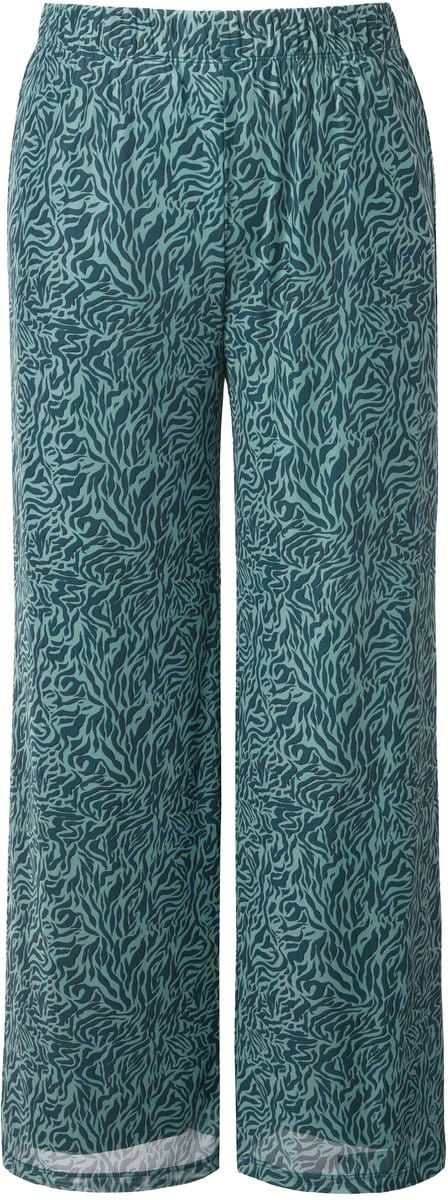 Studio Untold - Dames - Mesh broek wijde pijpen hoge taille mesh met zebra - Middernacht groen - Maat 58+