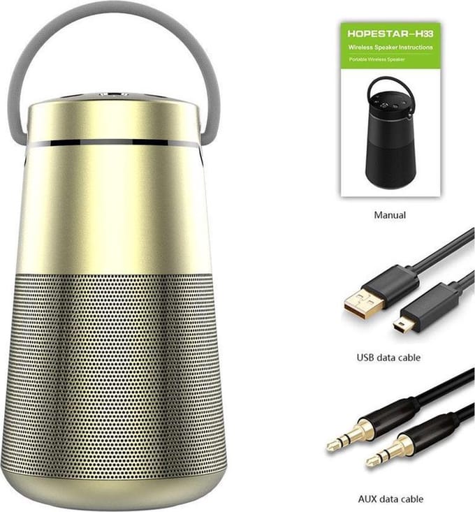HOPESTAR H33  Goud draagbare draadloze Bluetooth-luidspreker FM-zender Powerbank