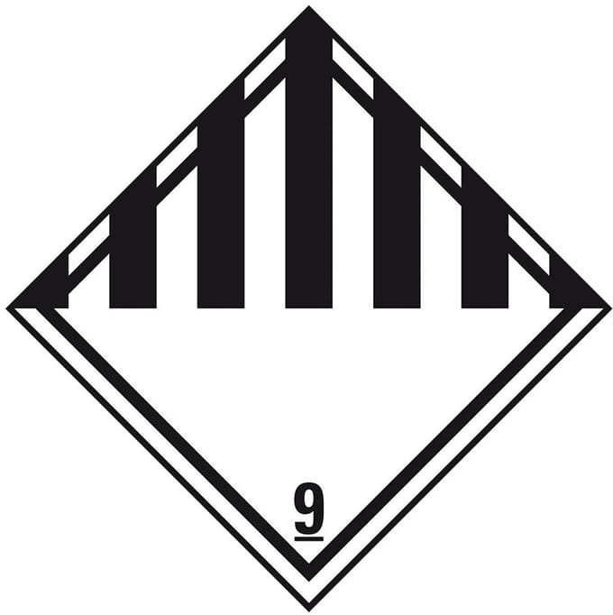 ADR klasse 9 sticker diverse gevaarlijke stoffen 200 x 200 mm
