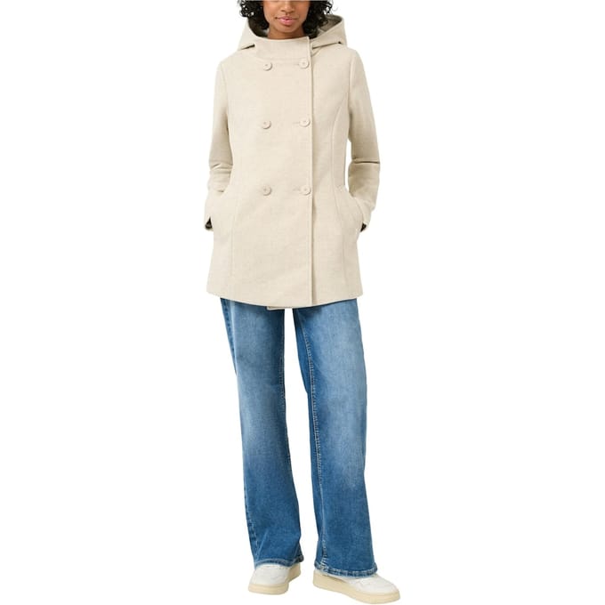 Dames optisch wol capuchonjas QS