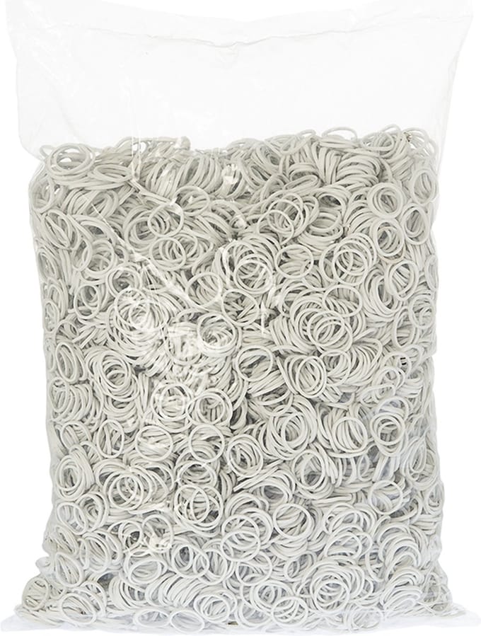 Rubbermagazijn - Elastiekjes - Rubber - Wit - 15x1,5mm - Circa 7700 stuks - Kleine elastiekjes