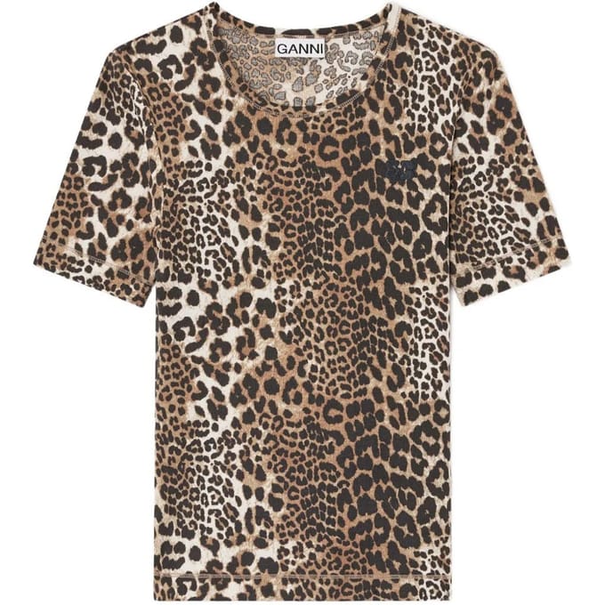 Ganni - T-Shirt met dierenprint