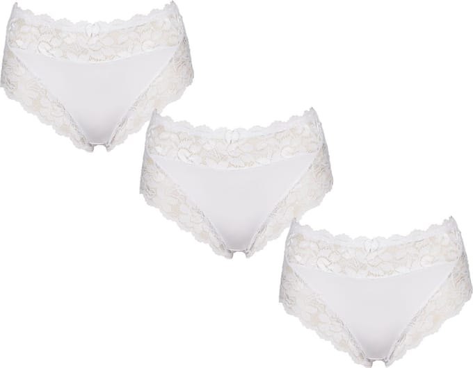 JC 3-Pack Dames tailleslips met kant H805 Wit - maat XXL