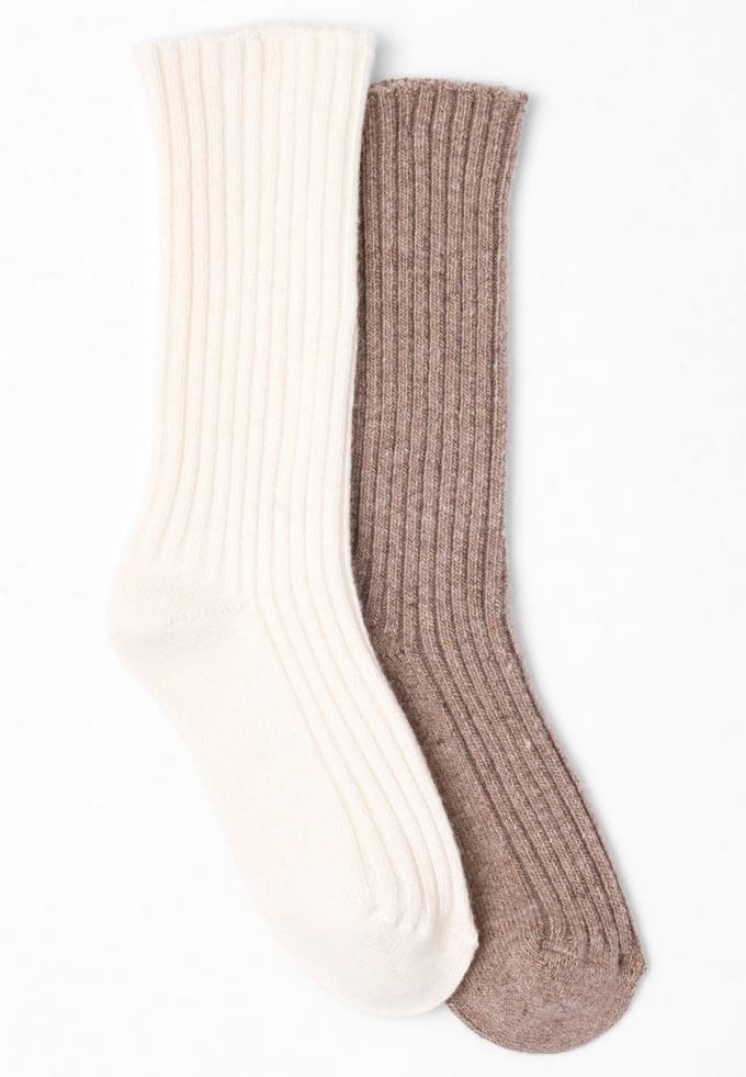 Damart - Set van 2 paar ribgebreide Thermolactyl sokken - Dames - Beige - 36/38