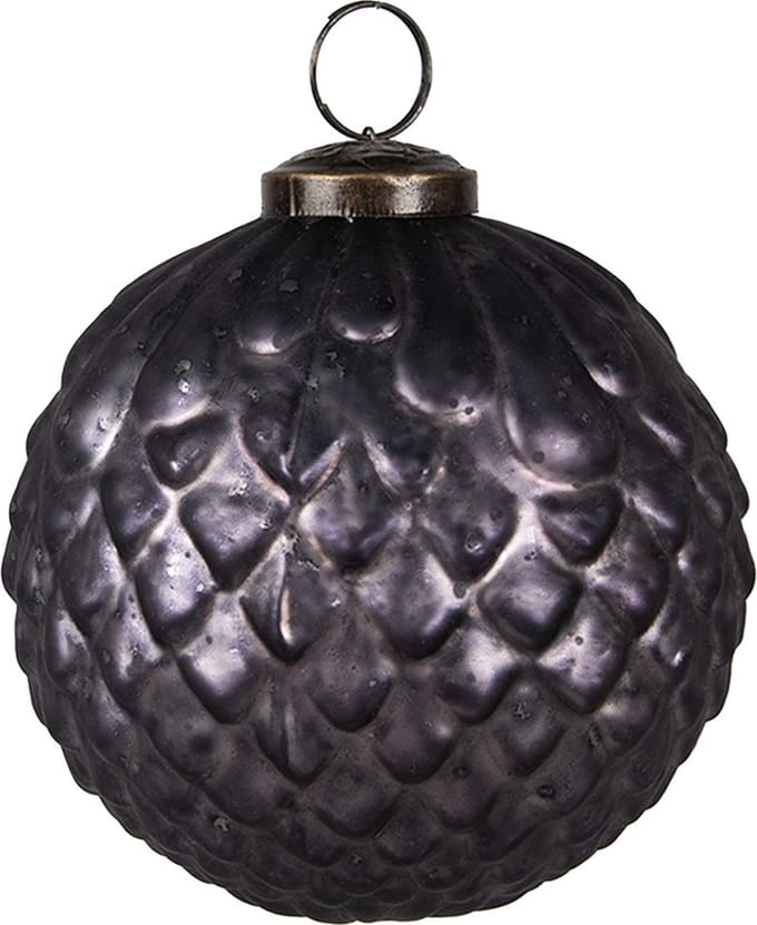 Clayre & Eef Kerstbal Overig Ø 10x10 cm Grijs Glas Kerstballen