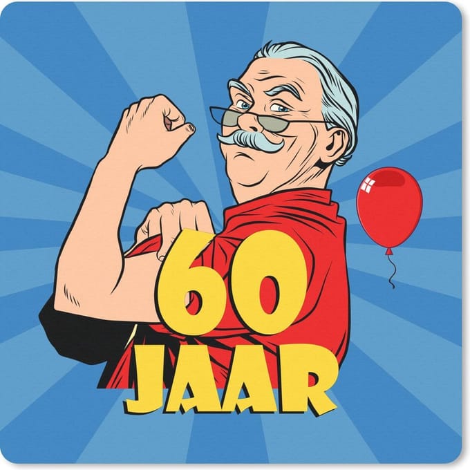 Muismat 20x20 cm - Mousepad Verjaardag - 60 jaar - Man - Muismatten
