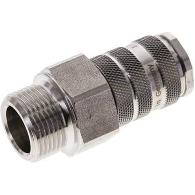 RVS DN 10 Luchtkoppeling Snelkoppeling G 3/4 inch Buitendraad - CLS10-M-SSL-P-034