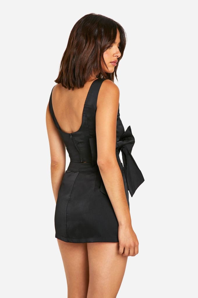 boohoo Dames Bow Detail Korset Top | Zwart | Maat: 38