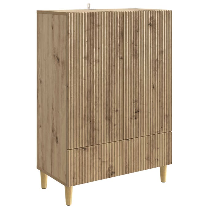 vidaXL - Dressoir - Artisanaal - eiken - 66 - x - 34,5 - x - 95 - cm - Bewerkt - hout