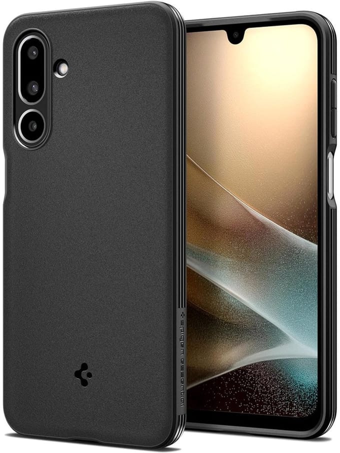 Spigen Essential Sand Blast Samsung Galaxy M36 Hoesje – Schokbestendige TPU Back Cover – Air Cushion Technologie – Anti-Slip Matte Afwerking – Zwart