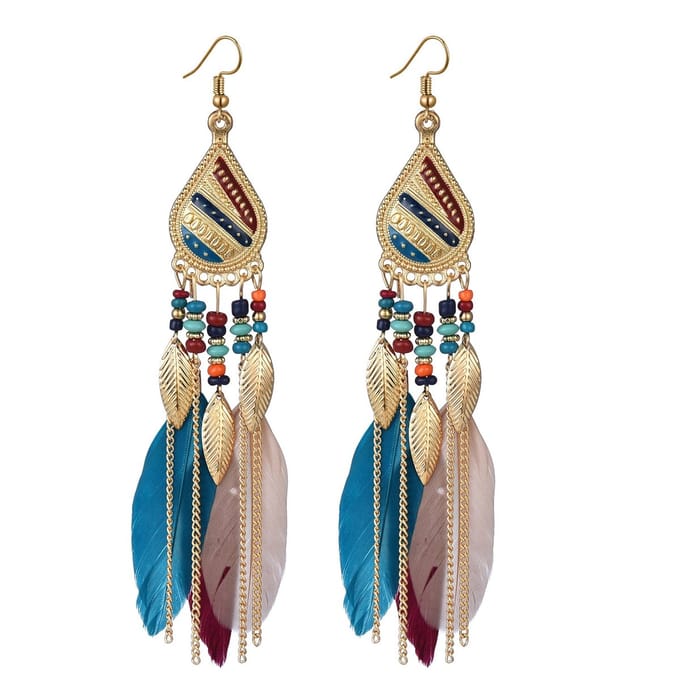 Jomide Oorhangers Ethnisch Veer Lang - Blauw - 2