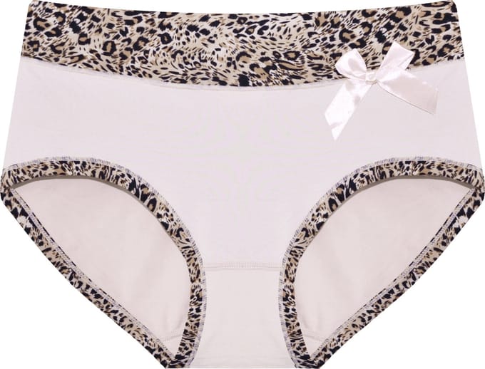 Dames slips 3 pack met panterprint randje beige L