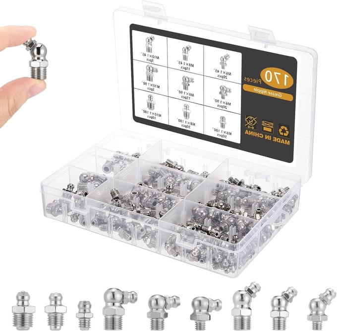 Smeernippel Assortiment - Vetnippels - Machine Onderhoud - Vernikkeld Ijzer - 170 Stuks - Zilver