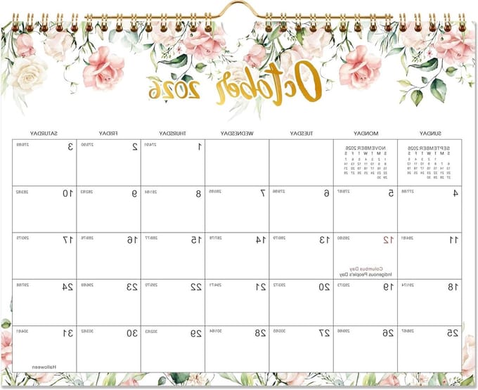Wandkalender 2025 - Maandkalender Planner - Tijd Beheer - Bloemen Design - 28 x 21 cm - Multicolor