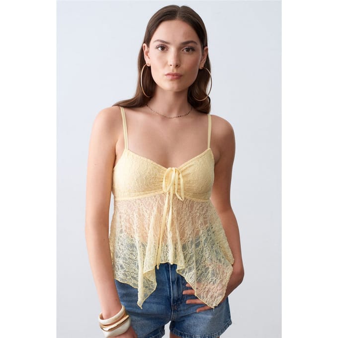 Kant strikvoorzijde mouwloze blouse