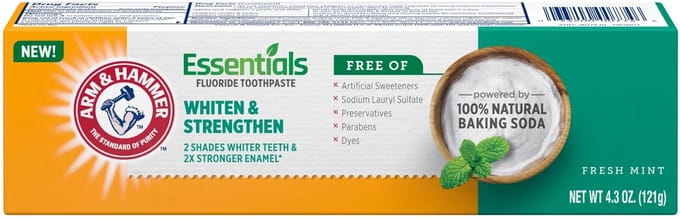Arm & Hammer Essentials Tandpasta – Whiten & Strengthen – Met Fluoride & Baking Soda – 121 g