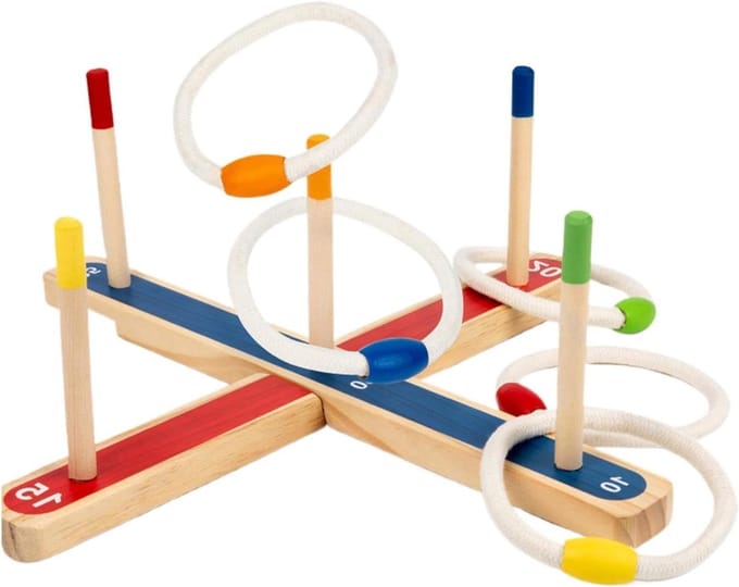 Houten Werpspel - Ringwerpen Spel - Buiten Spelen - Interactief Scoremechanisme - 416 cm - Multicolor