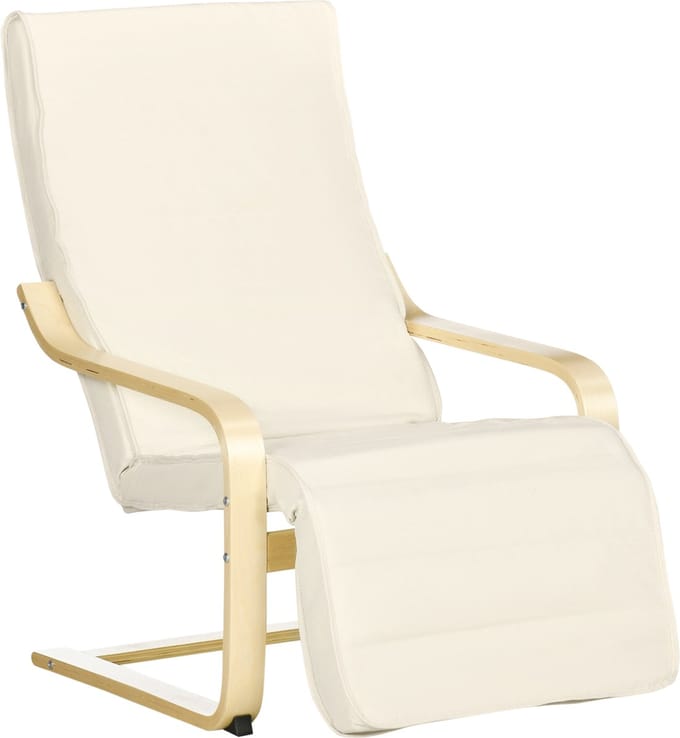 HOMCOM-Relaxsessel-Polyester, Birkenholz-66,5L x 94B x 100H cm-Cremeweiß