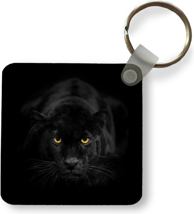 Sleutelhanger - Uitdeelcadeautjes - Panter - Zwart - Geel - Plastic