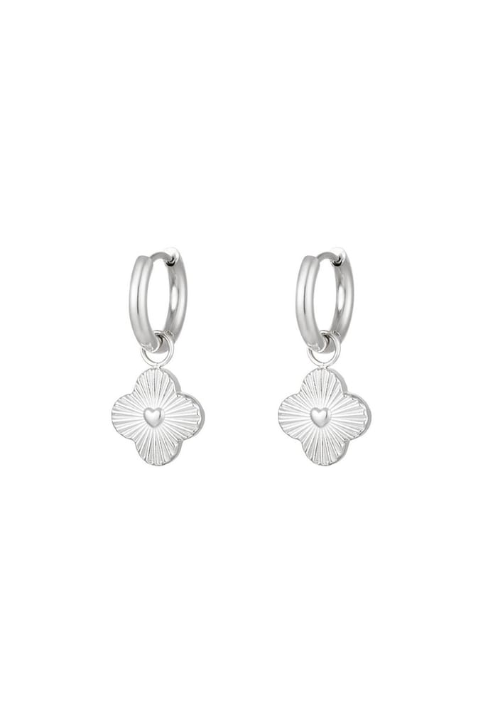 Oorbellen met hartjesbloem - Zilver - Stainless Steel