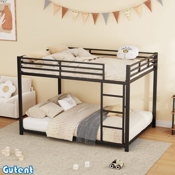 Gutent Kinderstapelbed-140*200 cm-Iron Frame-Zwart-Geen Matras
