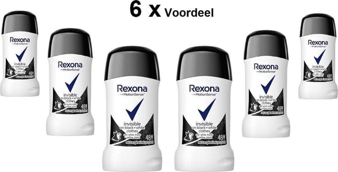 Rexona Motion Sense Invisible on Black & White Deodorant Stick 6 x 40 ml.