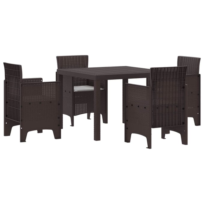 vidaXL - Tuin - Eettafel - Set - 5 - st - Bruin - Polypropyleen