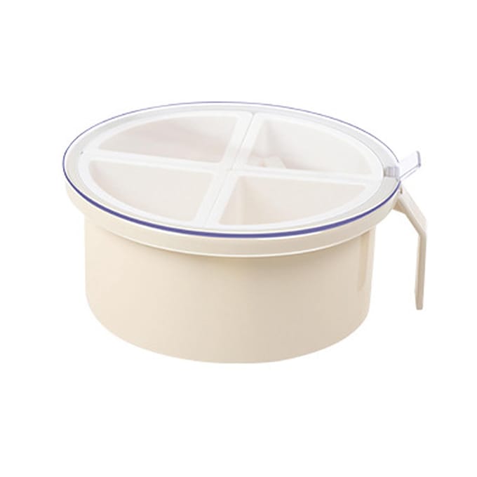 Ronde 4-vaks kruidenbox Plastic 4-vaks specerijendoos Keuken Kruiden Opbergcontainer Beige white