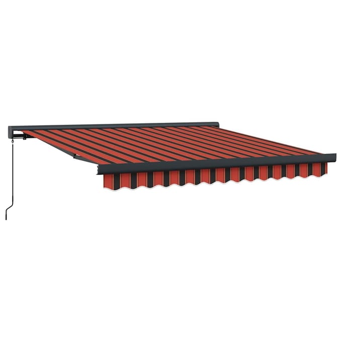 vidaXL - Uitschuifbare - luifel - Oranje - en - Bruin - met - Antraciet - Frame