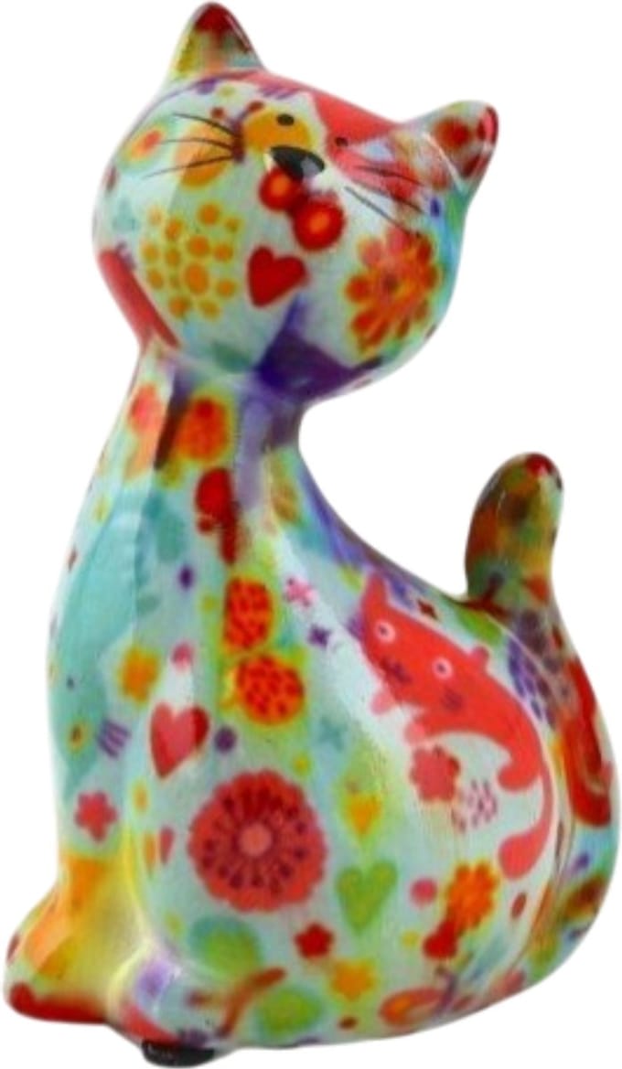 Pomme Pidou Spaarpot Kat Caramel Small 003 (8.2 x 6.8 x 13 cm - Keramiek)