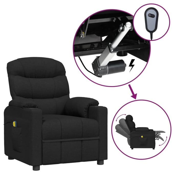 vidaXL - Massagestoel - elektrisch - stof - zwart