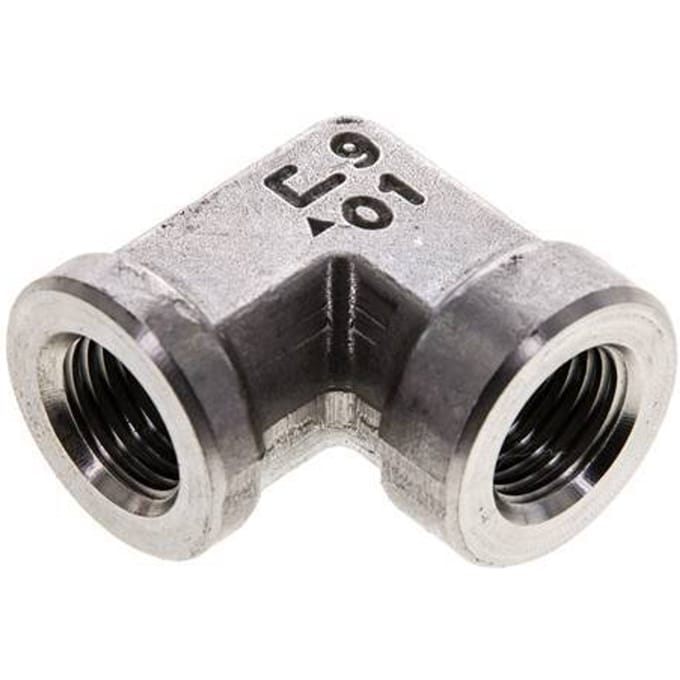 1/4'' NPT RVS L-Fitting 90graden 275 Bar - Hydrauliek - FL2E-F-S-014N