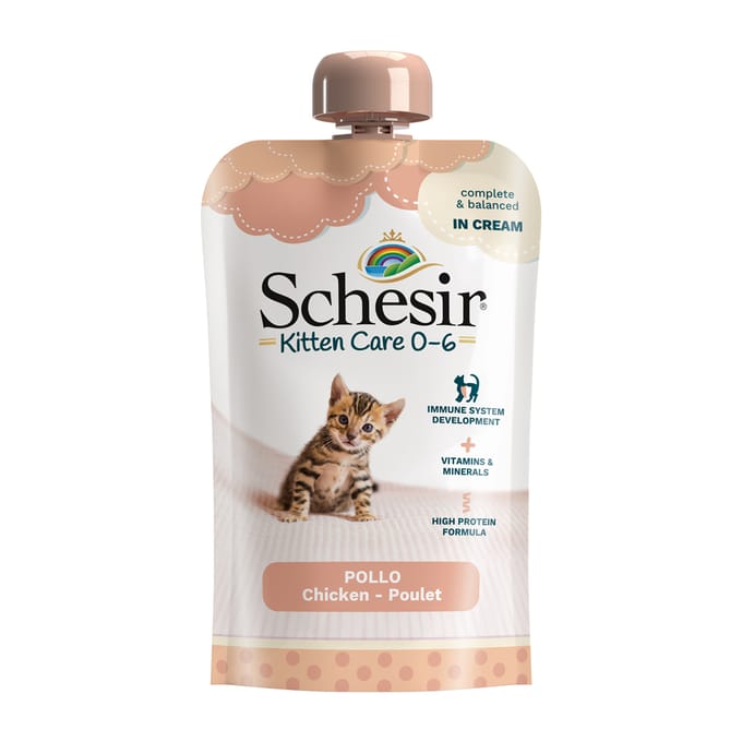 10x 150g Schesir Kitten in Crème Kip natvoer voor katten