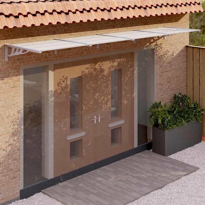 vidaXL - Deurluifel - 396x90 - cm - polycarbonaat - grijs - en - transparant