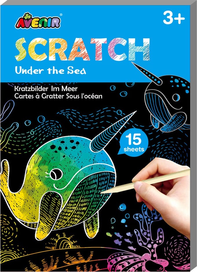 AVENIR Scratch Art Boek Mini A6 - Diep In De Zee - 15 Pagina'S - 3 Jaar