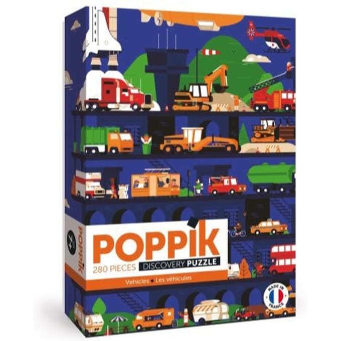 Poppik Educatieve puzzel - Voertuigen - puzzel met 285 stukjes en poster