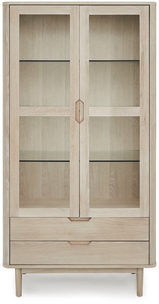 Vitrinekast Eiken - Naturel - 100x45x190cm - Vitrinekast Nyborg
