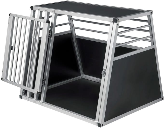 Velmio Hondenbench - Autobench voor hond/kat - Reisbench - 80x65x65cm - Schuin design - Medium - Metaal frame - Zwart