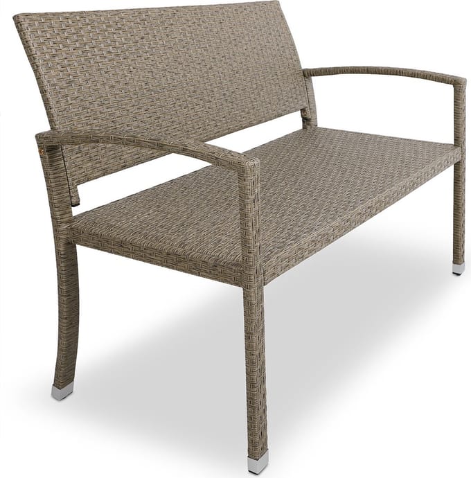 Casaria Polyrattan Tuinbank – 2-Zits UV-bestendig - Beige
