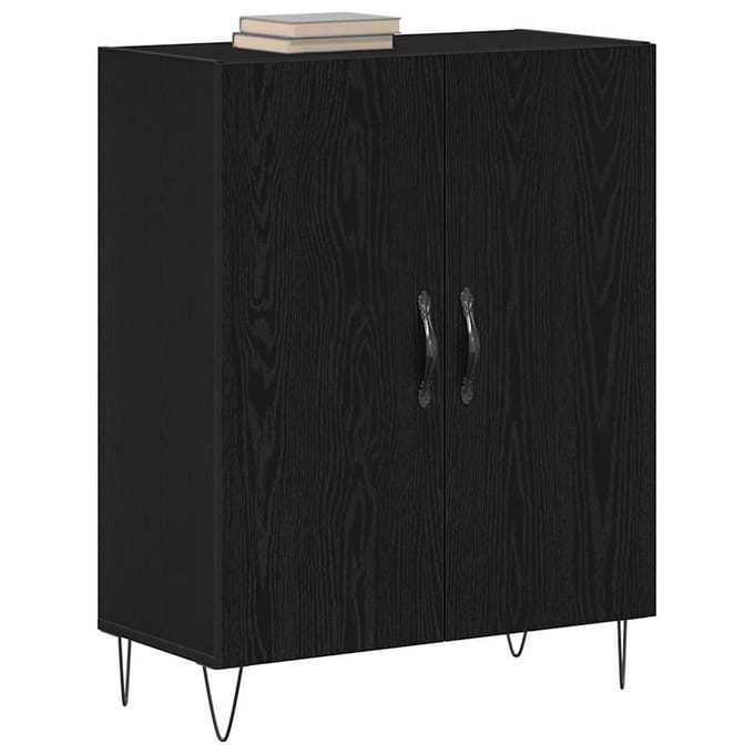 vidaXL - Dressoir - Zwart - Eiken - 69,5 - x - 34 - x - 90 - cm - Bewerkt - hout