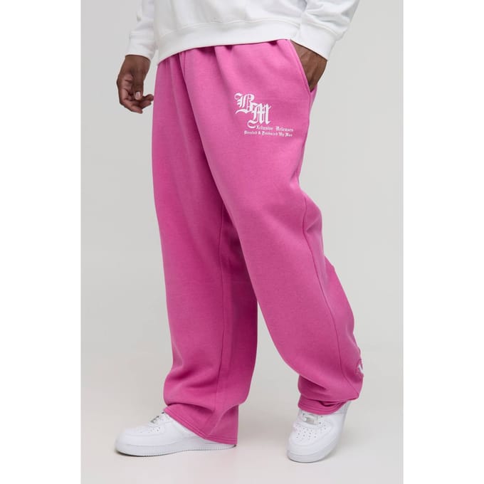 Plus Oversized Homme Applique Joggers | Pink | Size 2XL