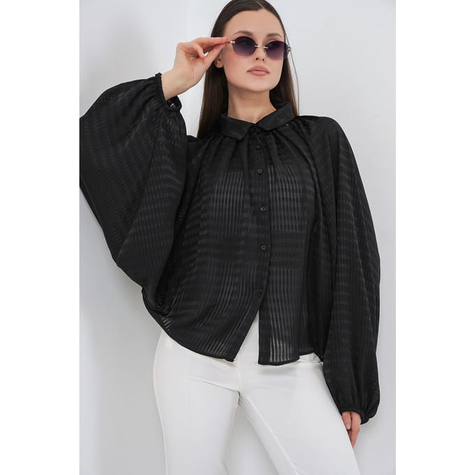 Oversized gestreepte blouse met knopen