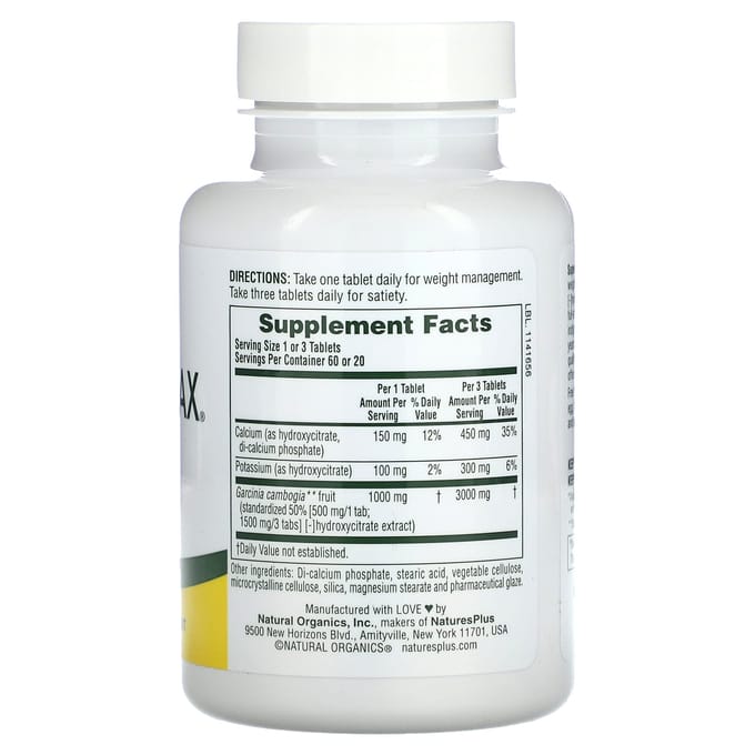 NaturesPlus- Citrimax, Garcinia Cambogia, 1000 mg, 60 Comprimés
