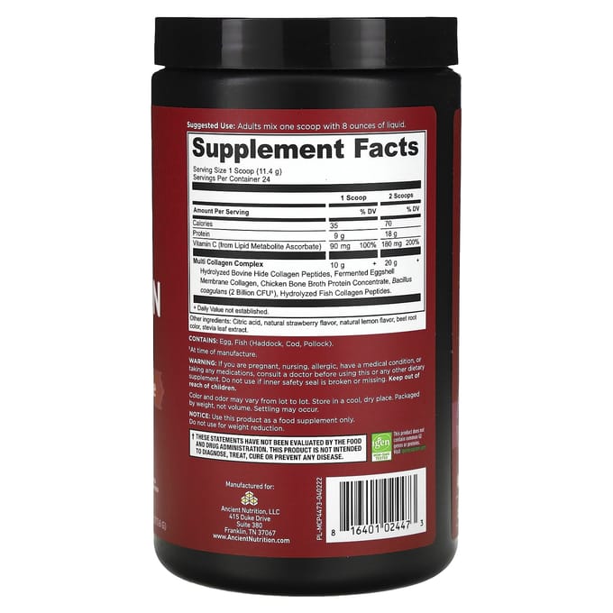 Collageen Eiwit Complex, Aardbei Citroenade, 273,6G(9.65Oz)