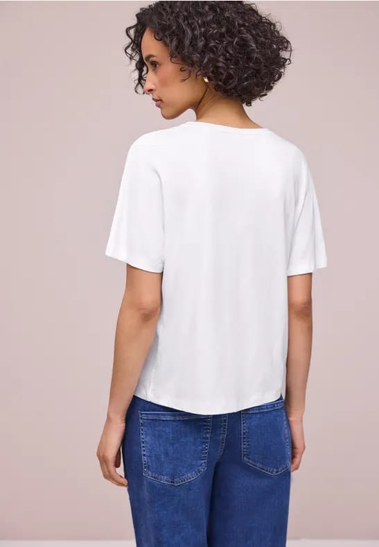 Shirt met ronde hals in effen kleur