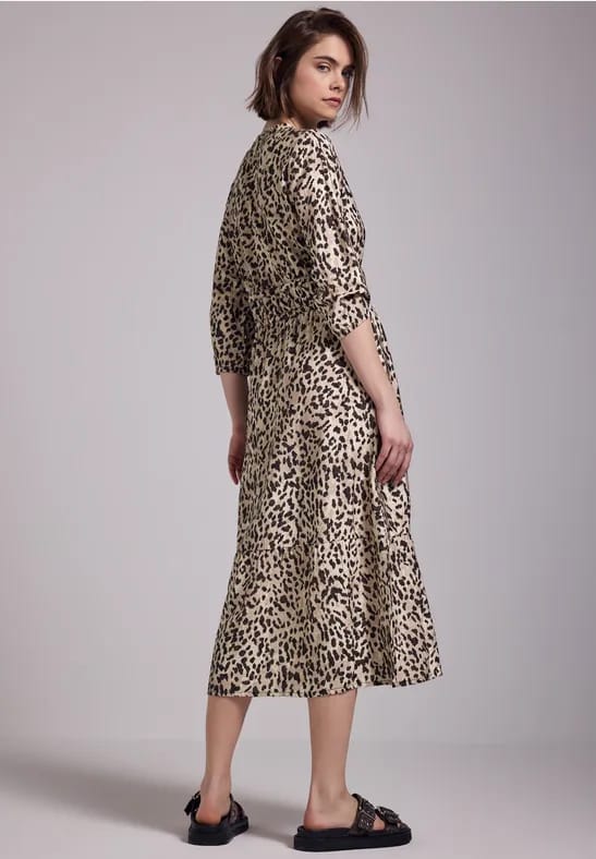 Midi-jurk met leoprint
