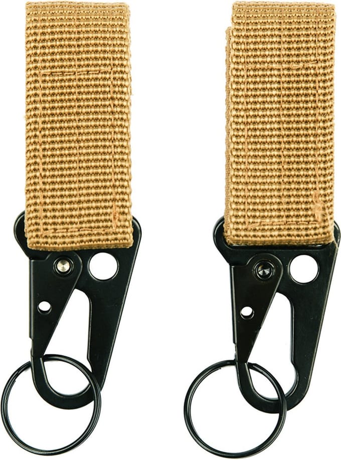 101inc Molle snap hook with keyring 2-pack coyote