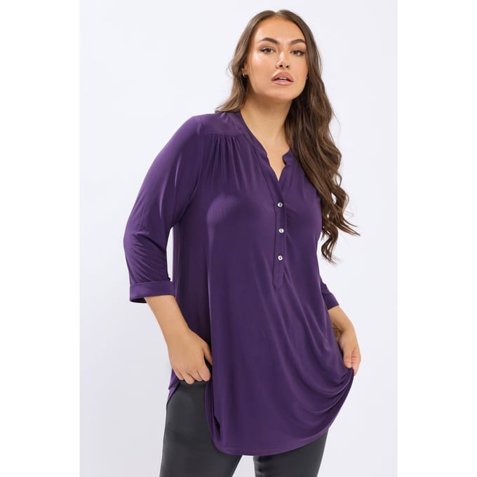 Yours Paars Half Placket Shirt Size 46