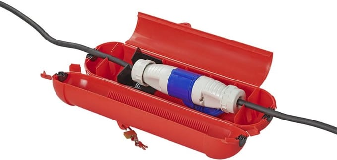 ProPlus Veiligheidsbox voor CEE stekkers - spatwaterdicht - met hangslot - Ø 9 x 37 cm - rood