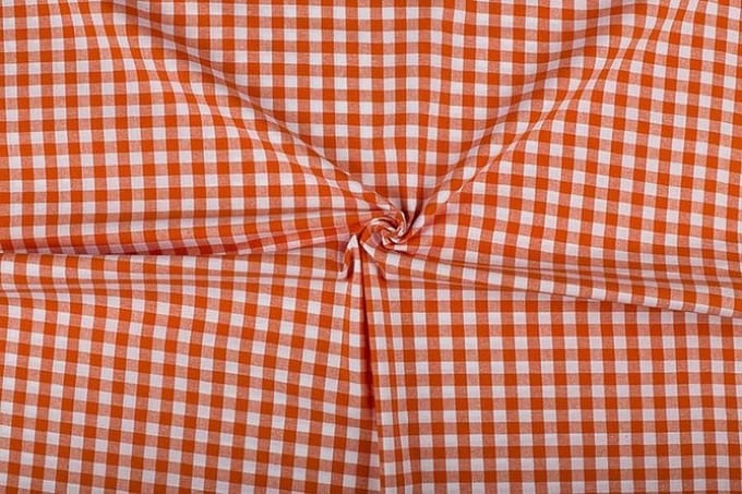 Boerenbont stof - 10mm geruite stof - Oranje - 40 meter